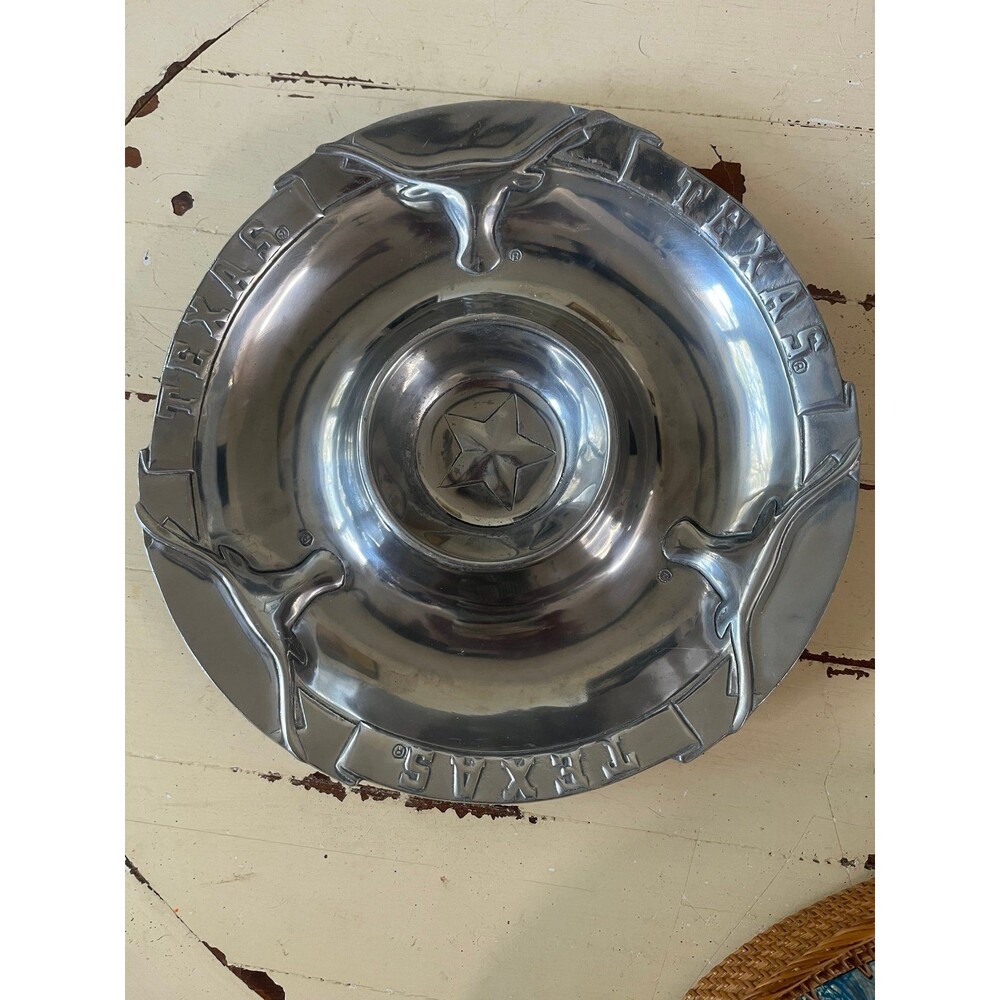 Rare Vintage Arthur Court Texas Longhorns and Star Chip & Dip Platter